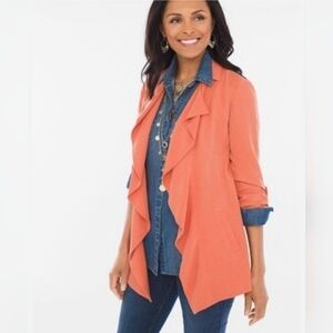 Chico's Women's Soft orange  Ruffle Jacket‎ Size XL / 3